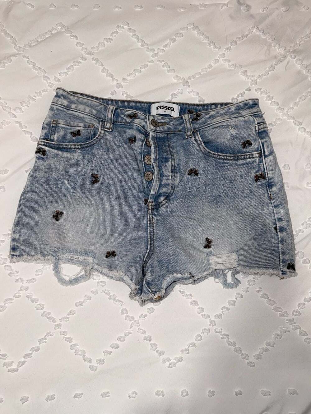 RSQ denim shorts with butterflies